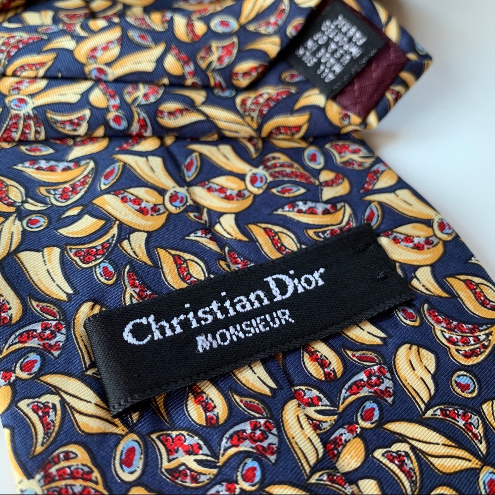 Christian Dior Monsieur Blue Pattern Mens Tie